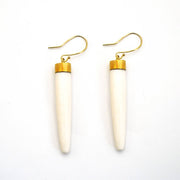 Liwa White Brass & Bone Dangle Earrings – Handmade