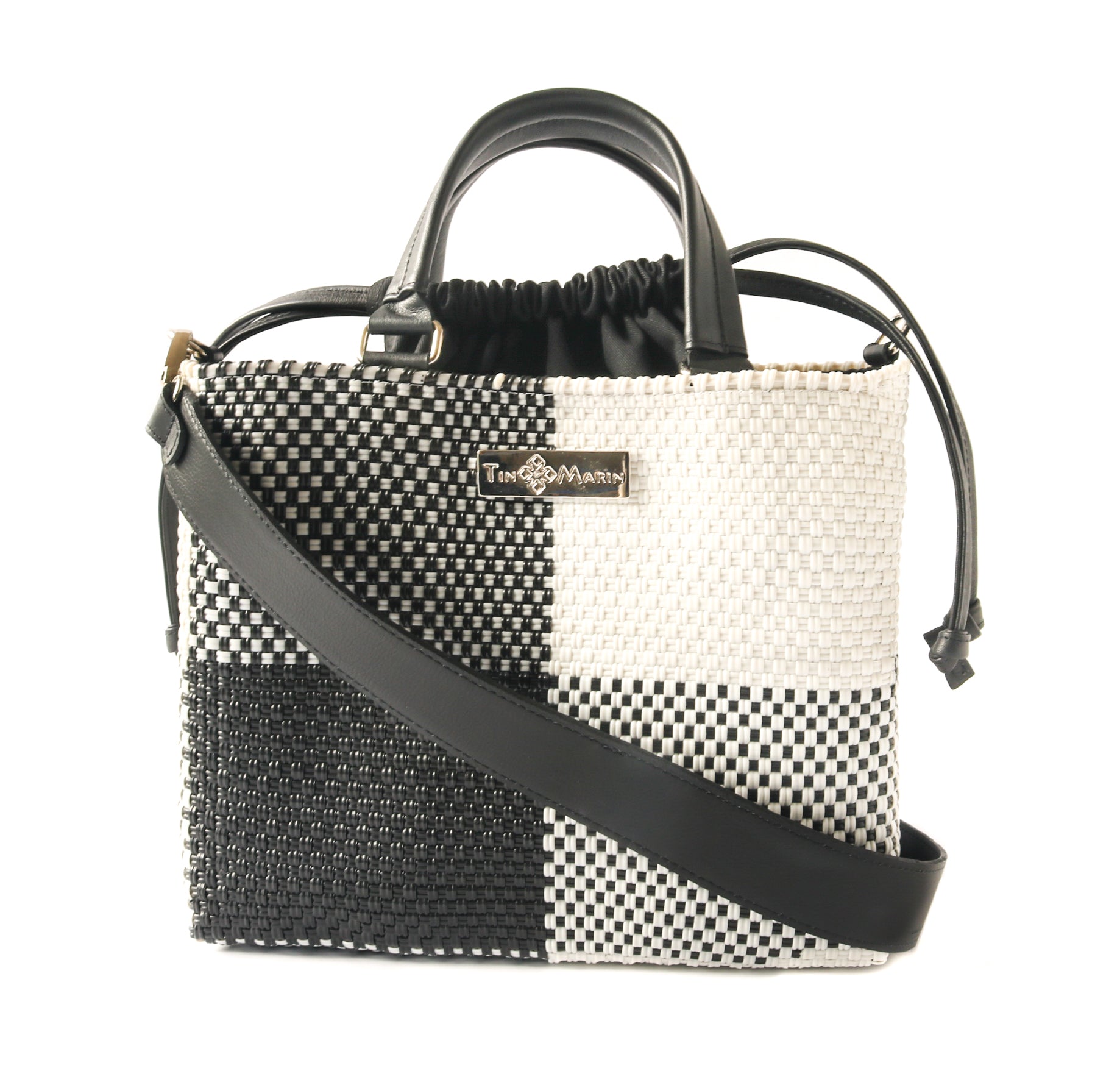 Lucy Medium Woven Crossbody Drawstring Bag