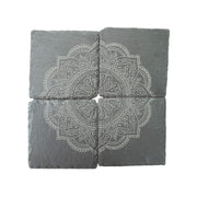 Mandala Slate Coasters| Modern Indian Inspired Tabletop Decor