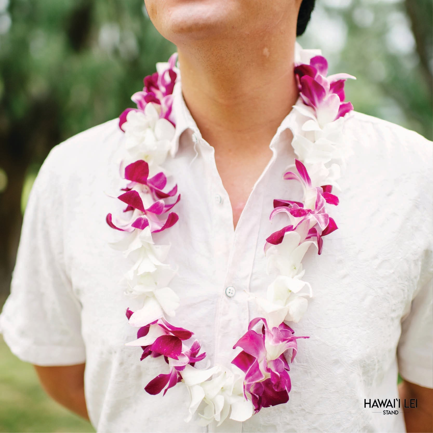 Deluxe Orchid Lei (Purple & White)