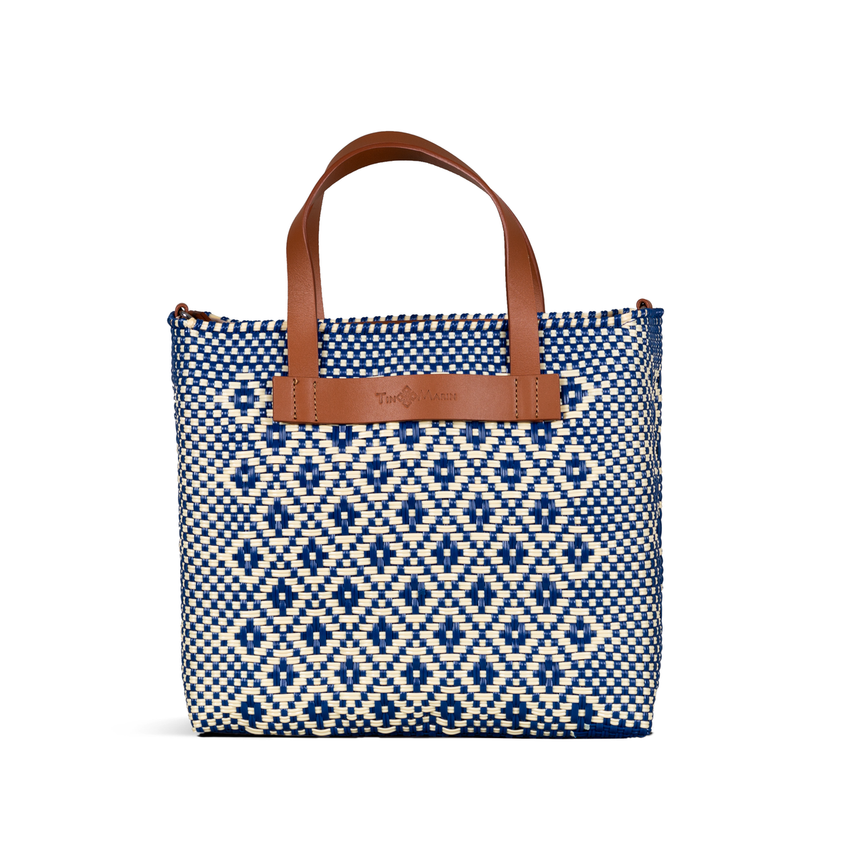 Mixte Large Woven Crossbody Bag - Tan Leather