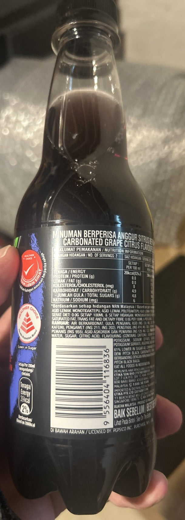 Mountain Dew Pitch Black – Grape-Flavoured Soda 473 mL Bottle (Malaysia Exclusive)