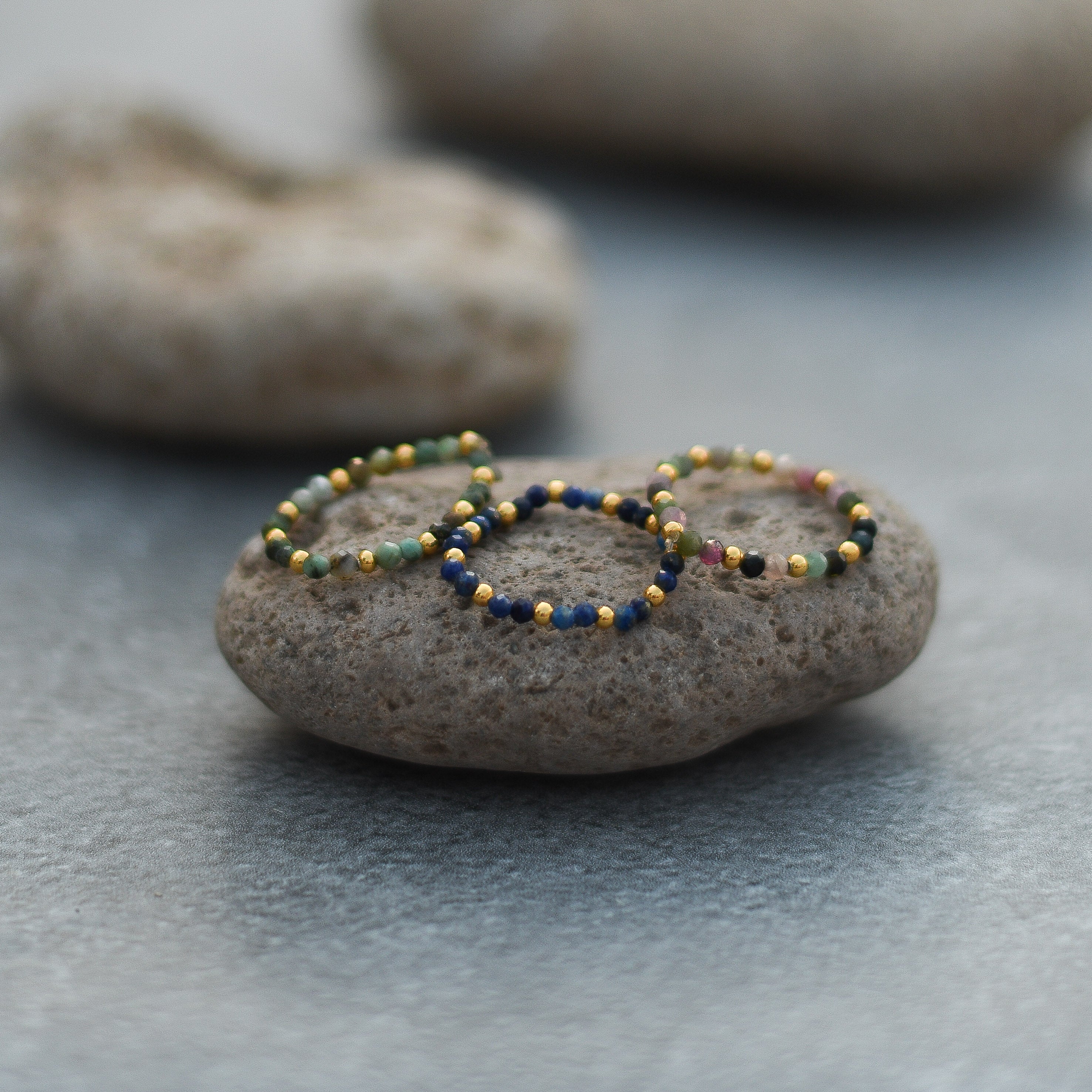Multi-Stone Gemstone Bead Elastic Ring - Thailand
