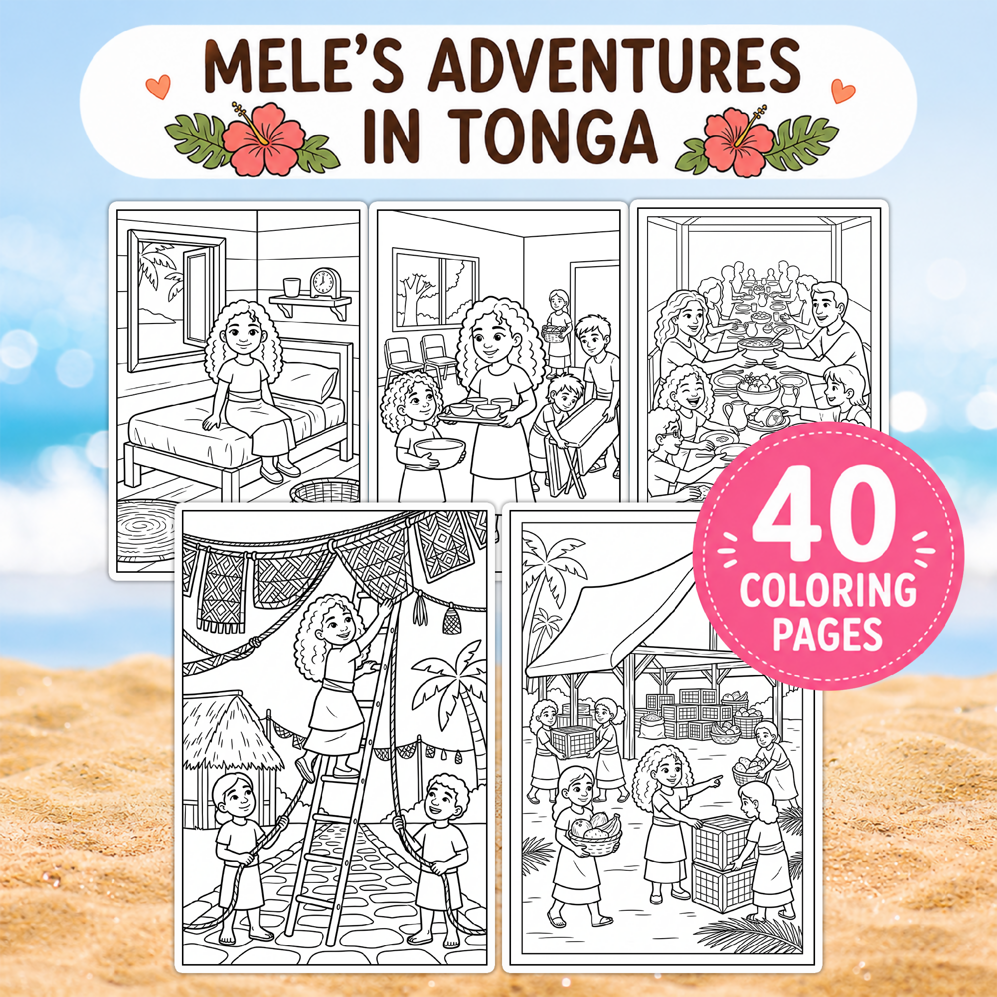 Meles Adventures in Tonga - 40 Printable Coloring Pages