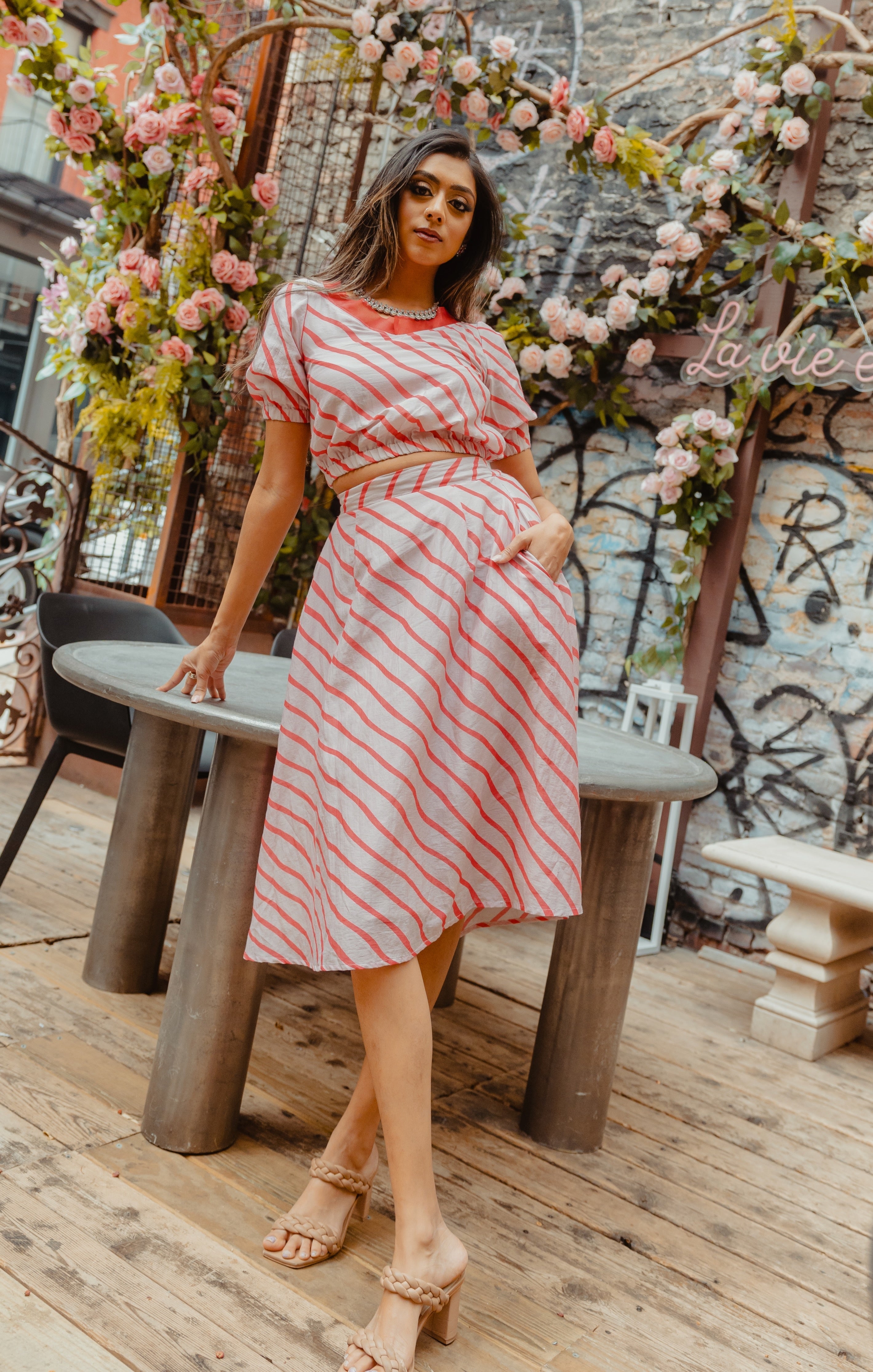 Arya Striped A-Line Skirt