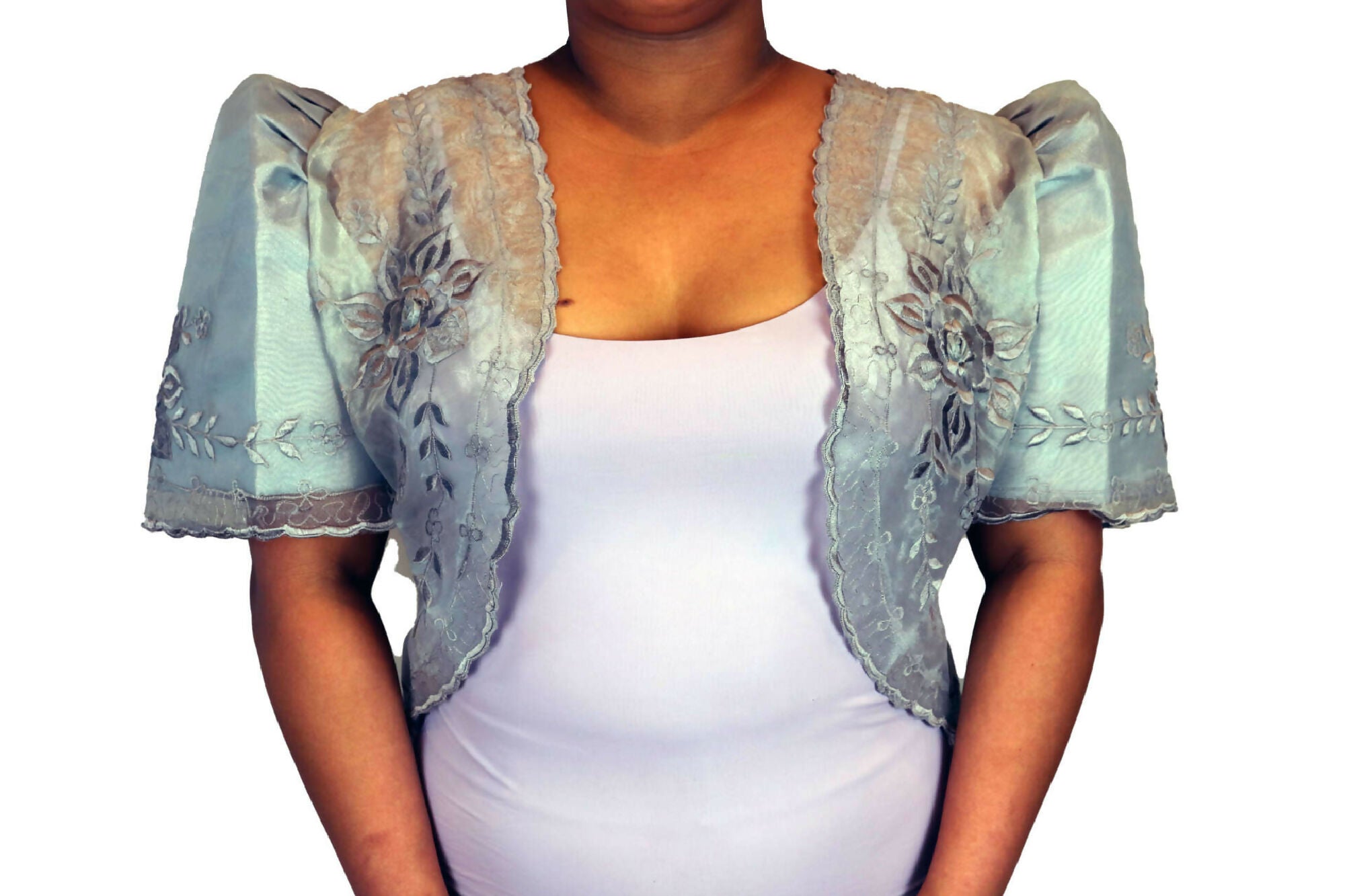 Filipiniana Bolero Jacket - Gray