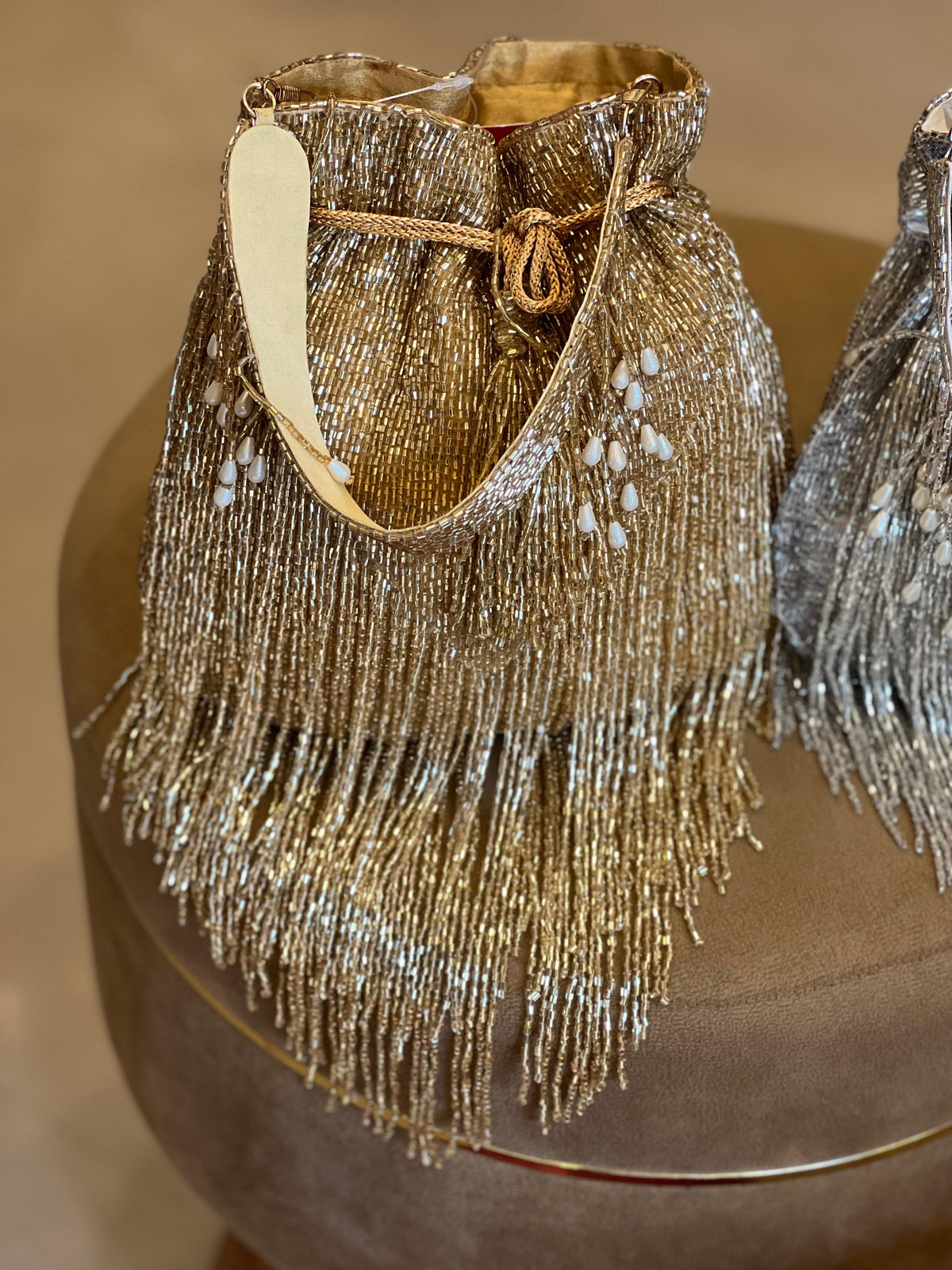 Shimmer Designer Potli Bags with Long Tassels
