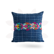 Up-cycled Denim Striped Boho Blue Pillow Cover - Guatemala