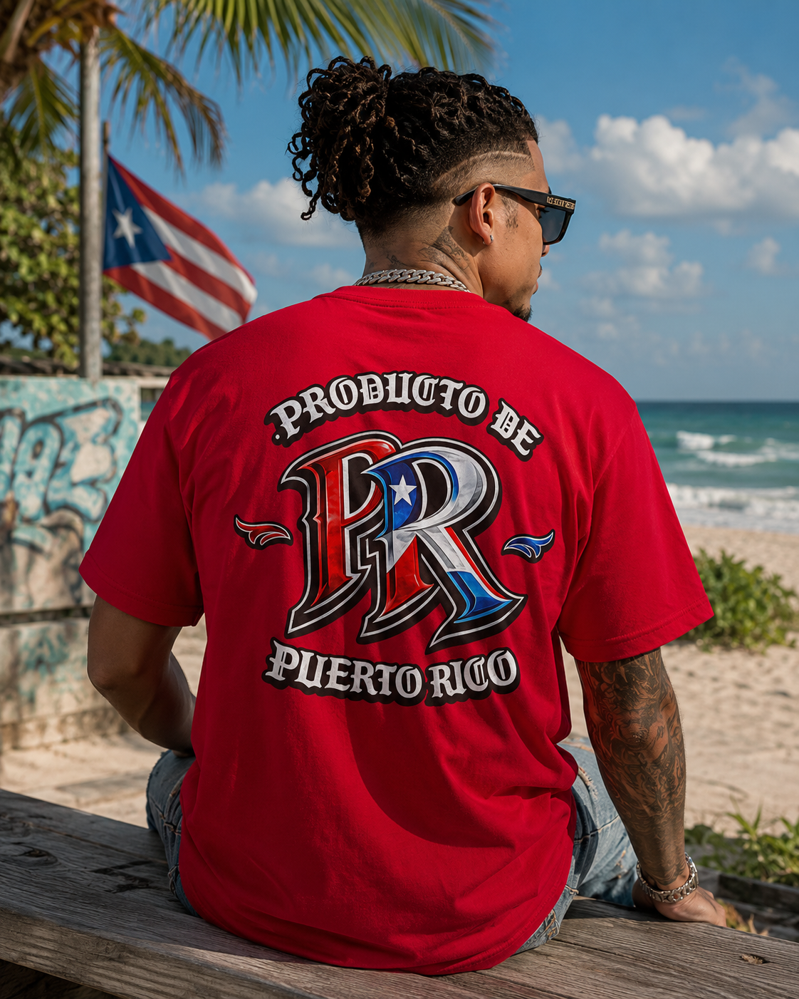 Producto De Puerto Rico Heritage T-shirt | Old English Style, Boricua Culture | Heavyweight Cotton