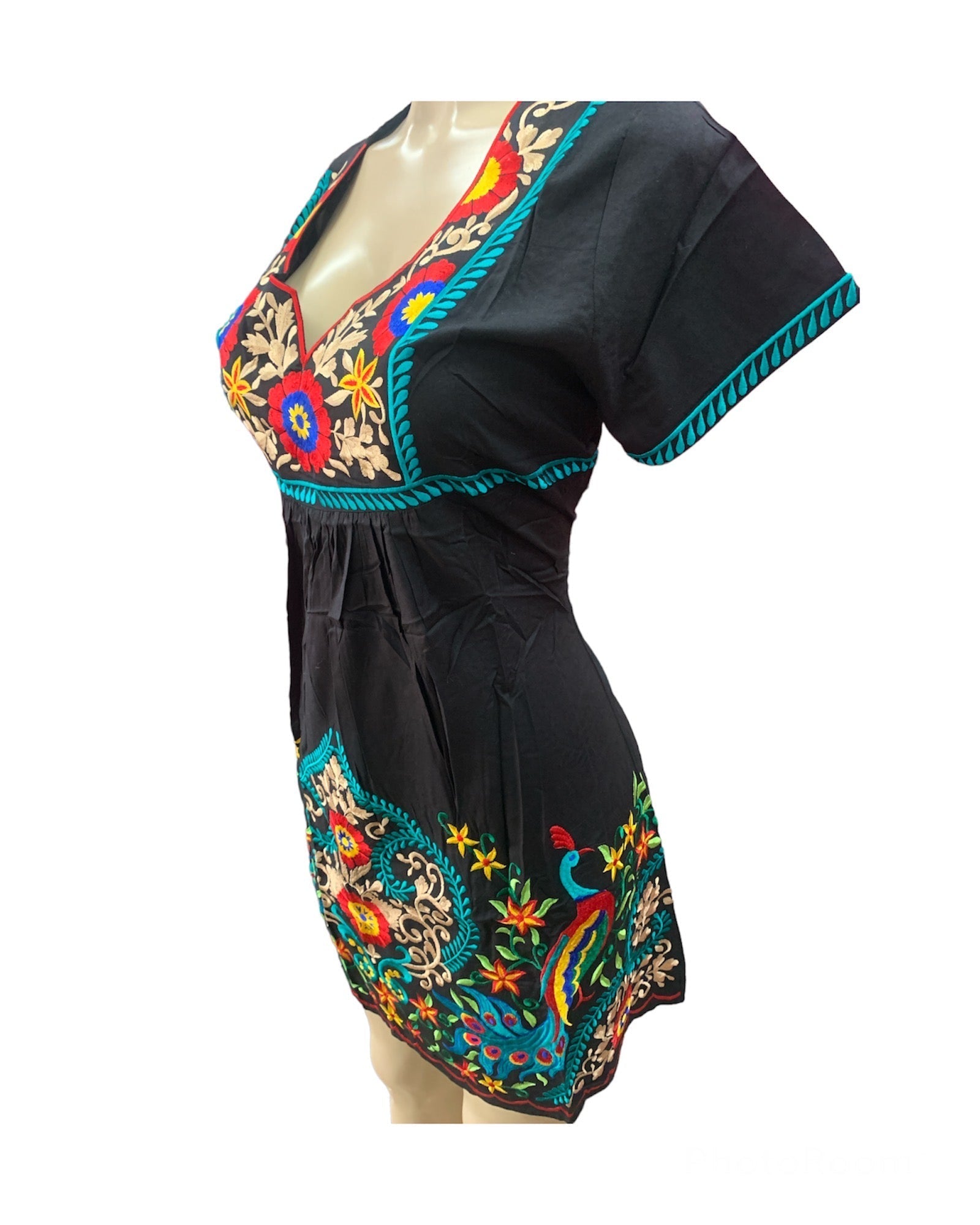 India Embroidered Black Dress