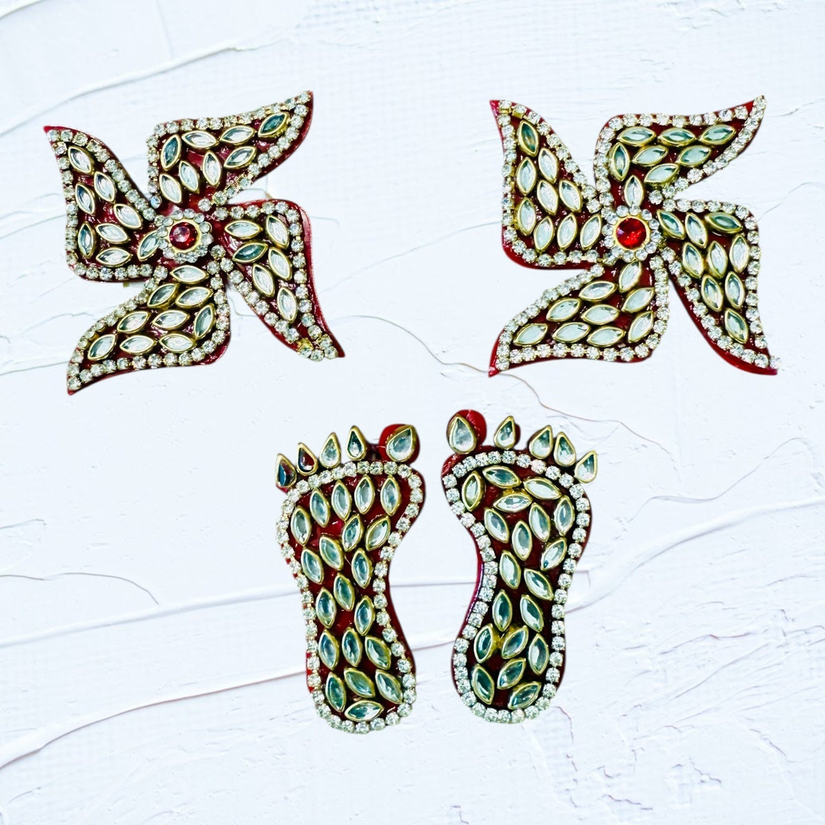 Diwali Gift Combos - Diya & Kundan  Laxmi Charan with Swastik in Gift Box