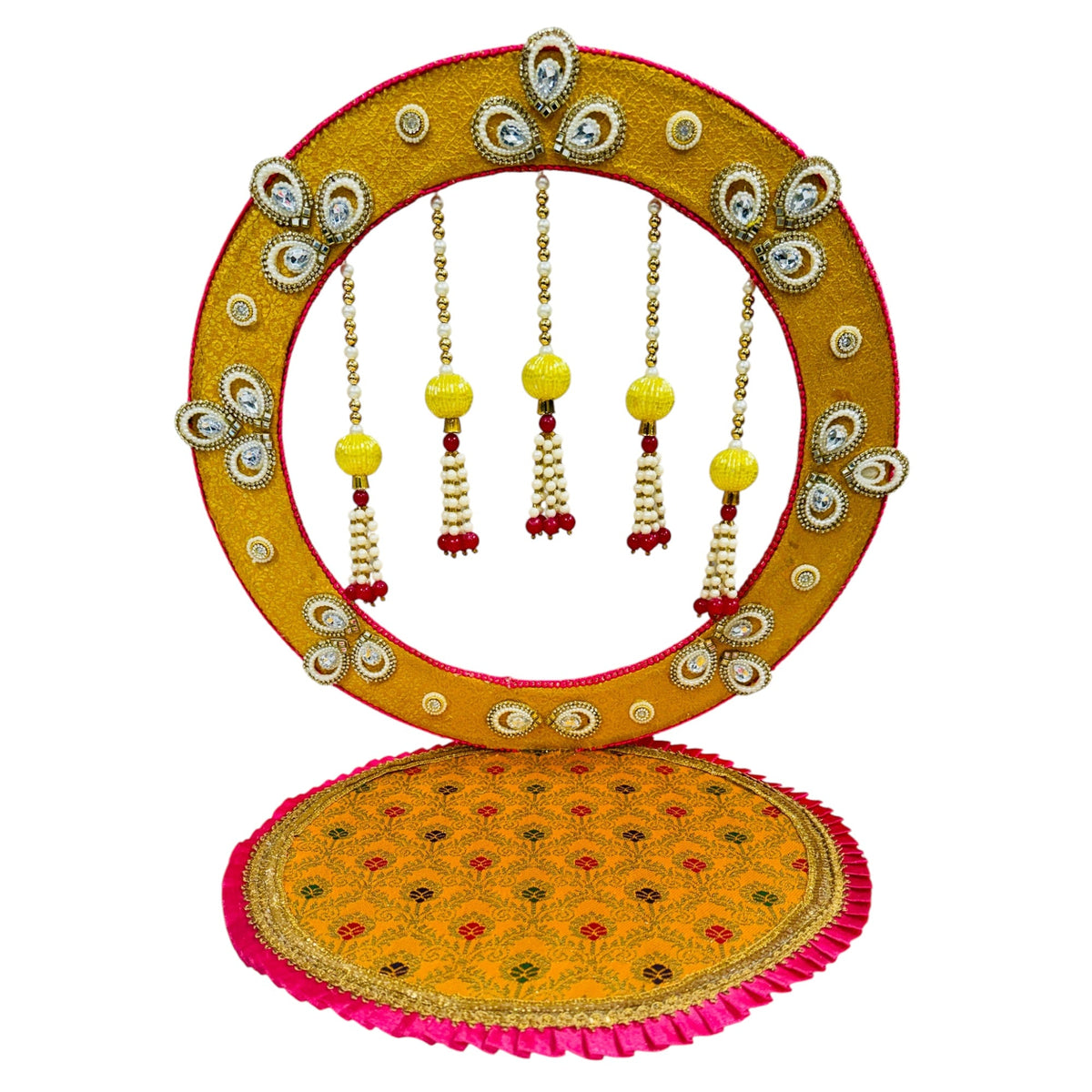 Ganpati Singhasan with Backdrop - Reusable Decoration for Ganesha Chaturthi/Ganpati Festival