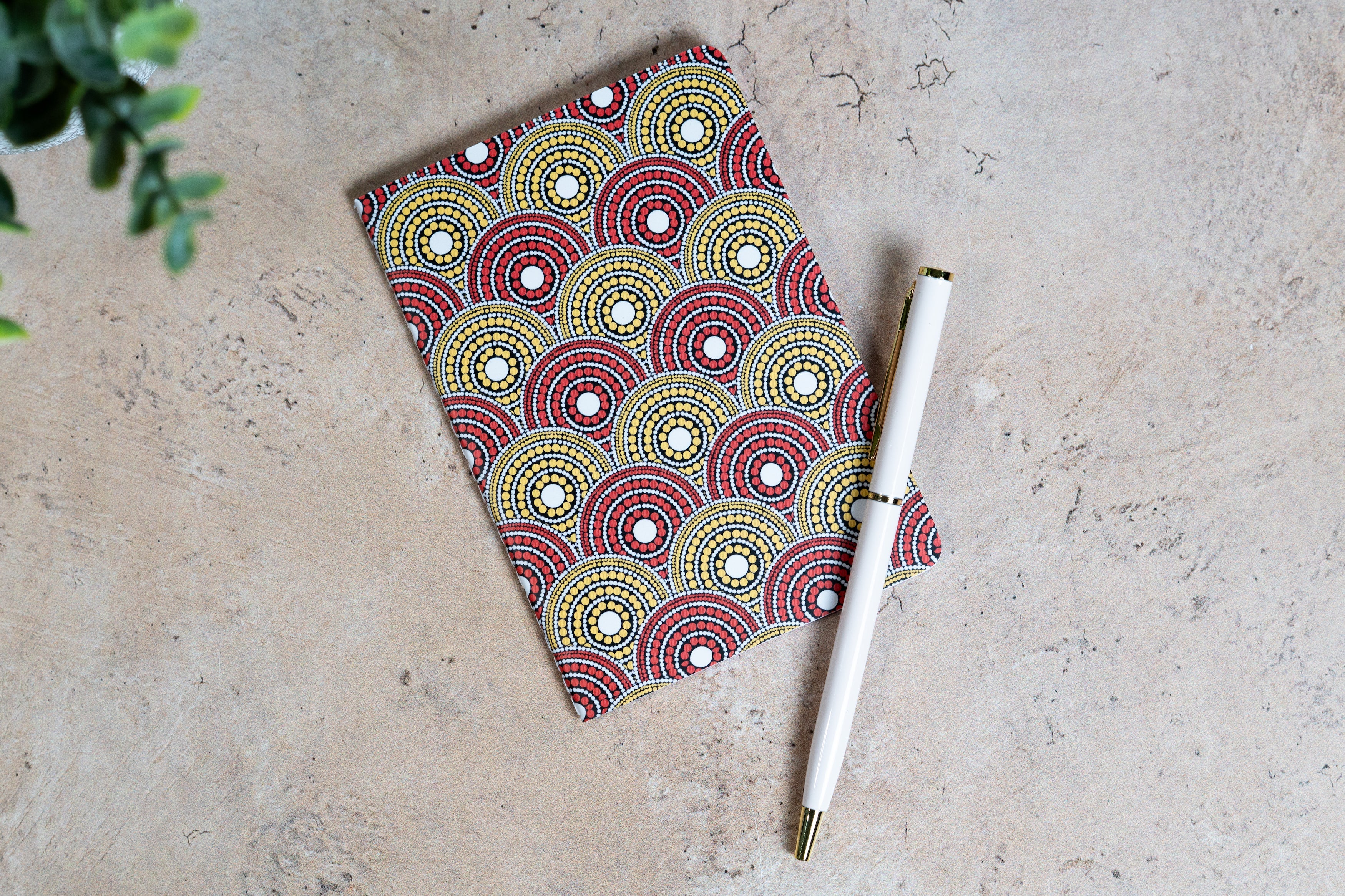 African Print Pocket Notebook - Red and Yellow (Ankara)