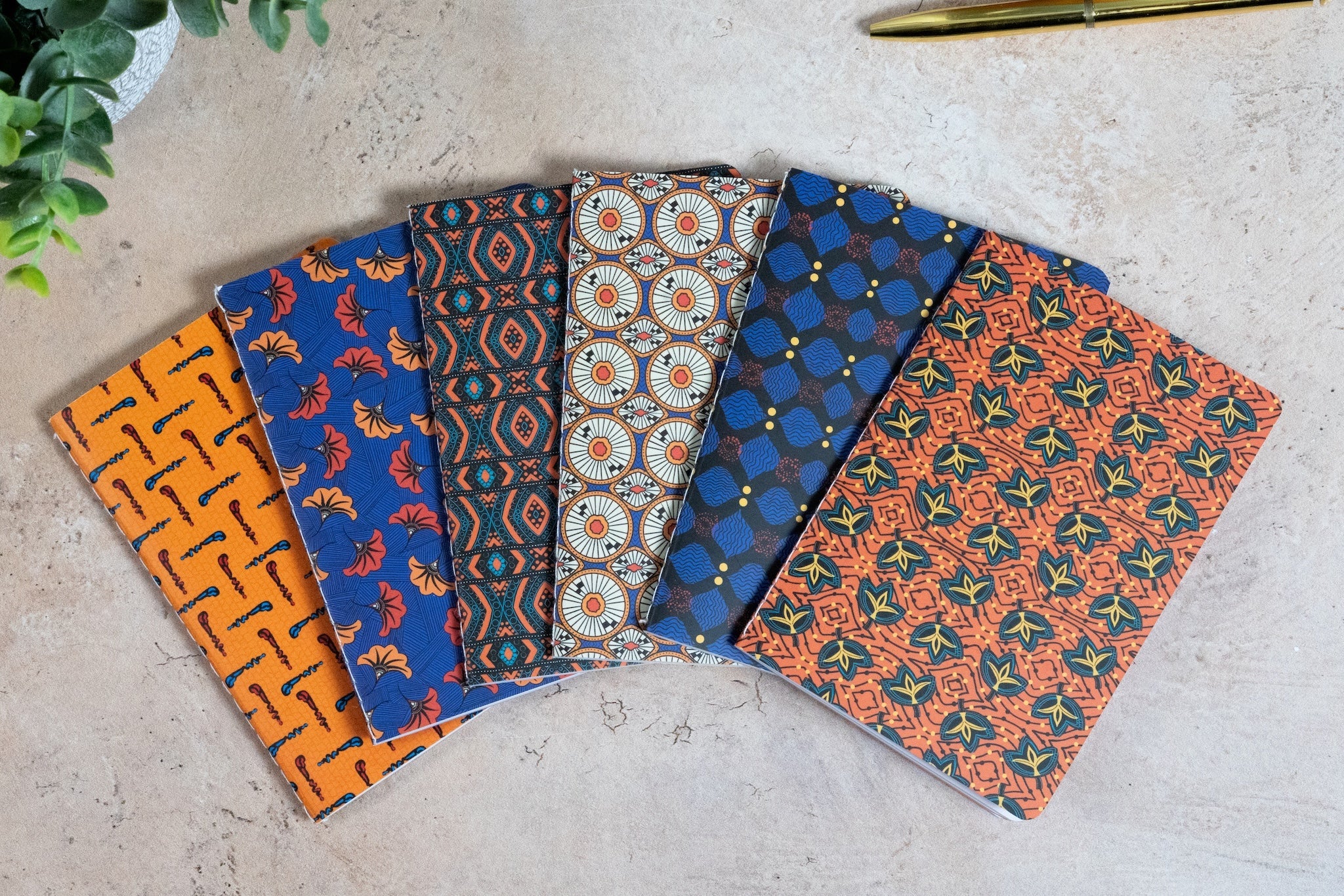 African Print Pocket Notebook - Walking Sticks (Ankara)