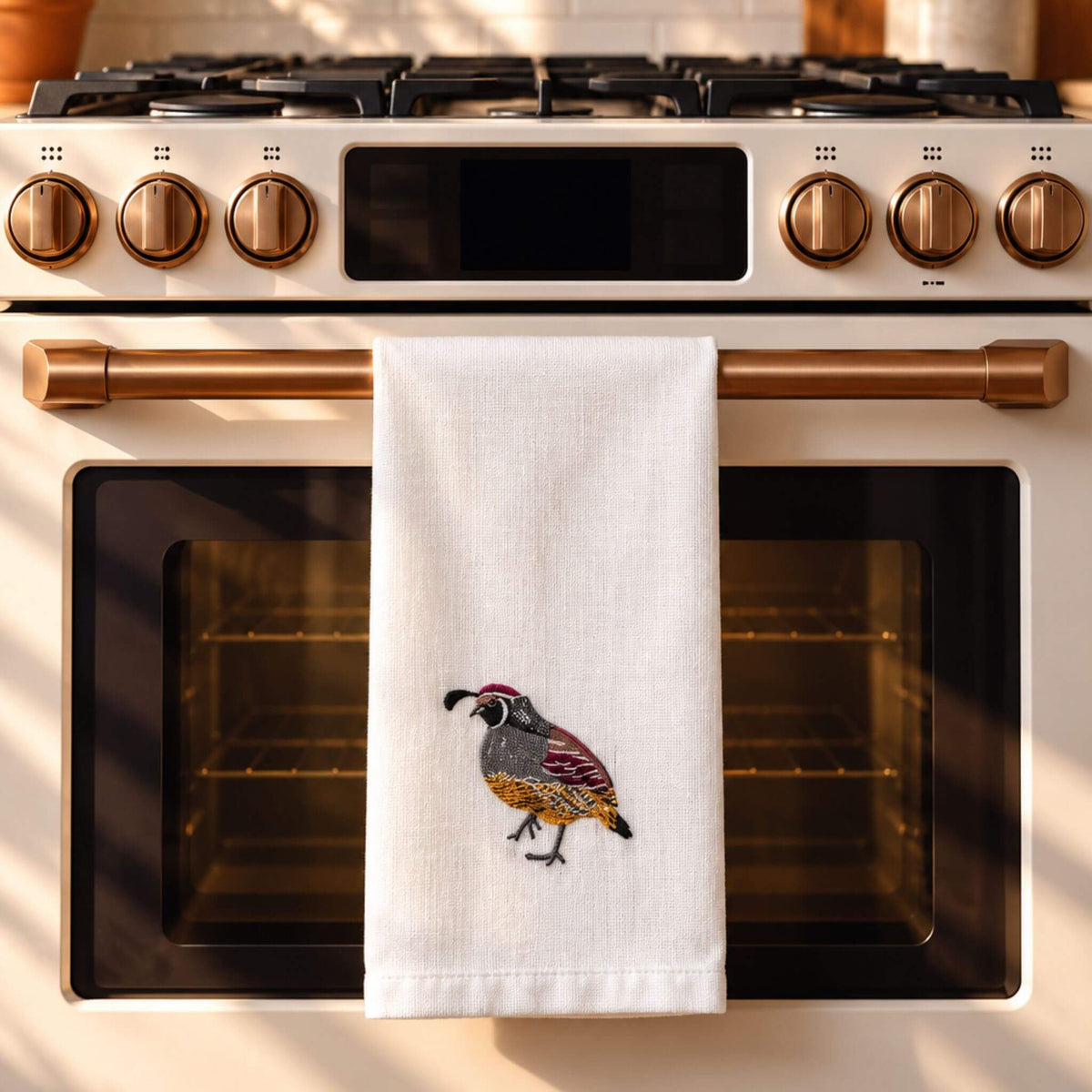 100% Cotton Tea Towels with Bird Embroidery - Kitchen Towels