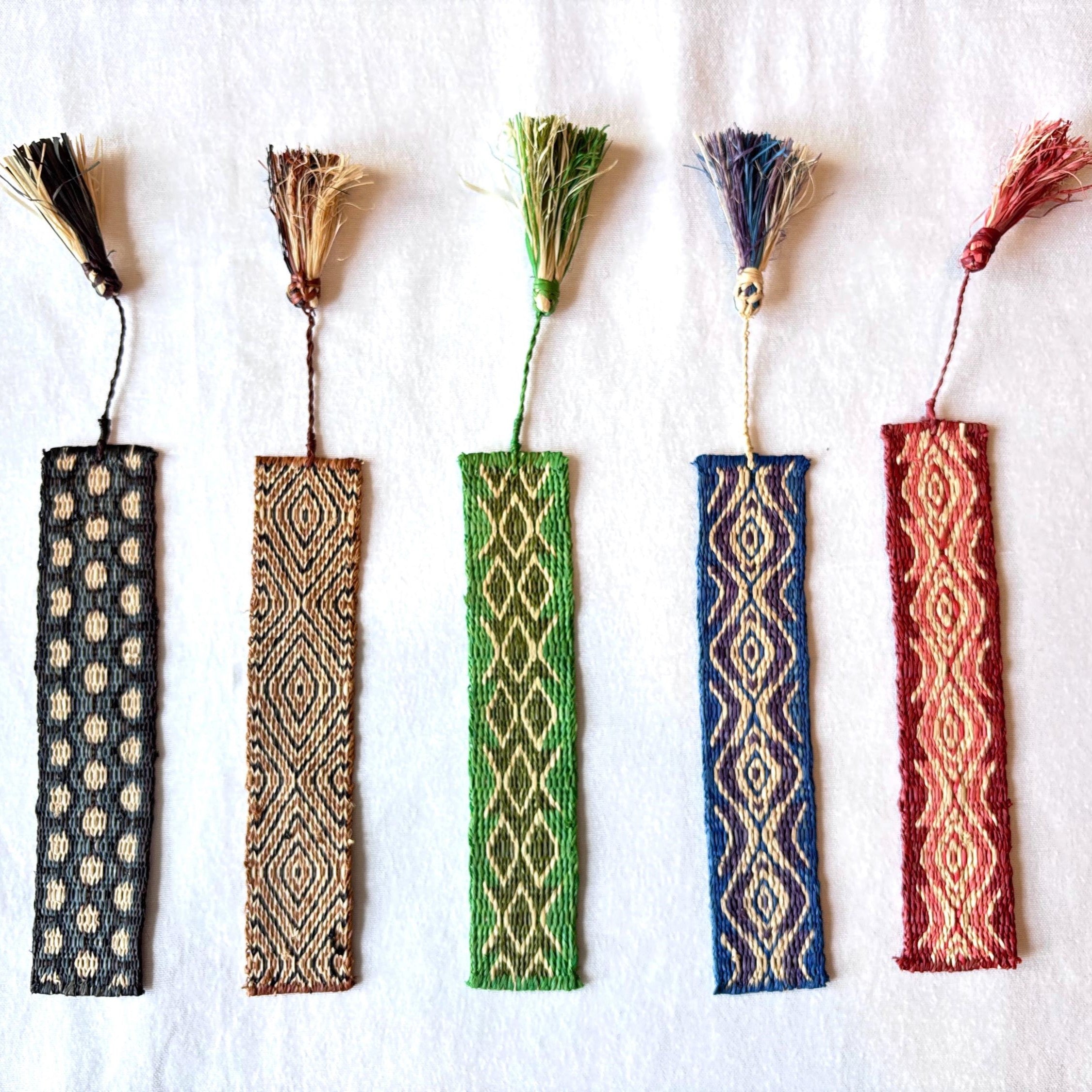Cardwoven Raffia Bookmark - Blue