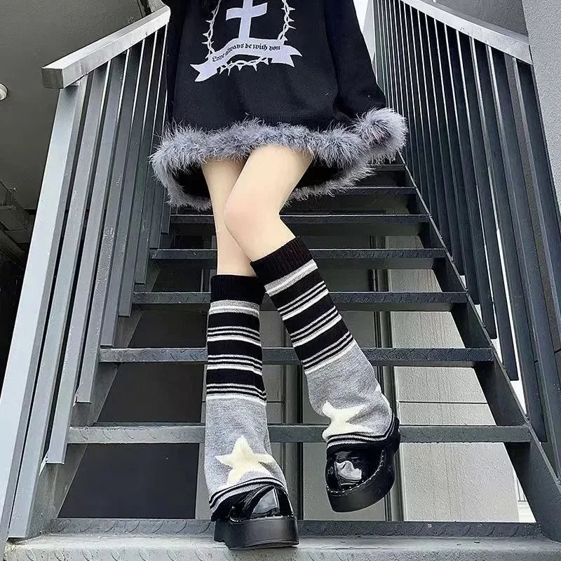 Y2K Punk Knitted Leg Warmers