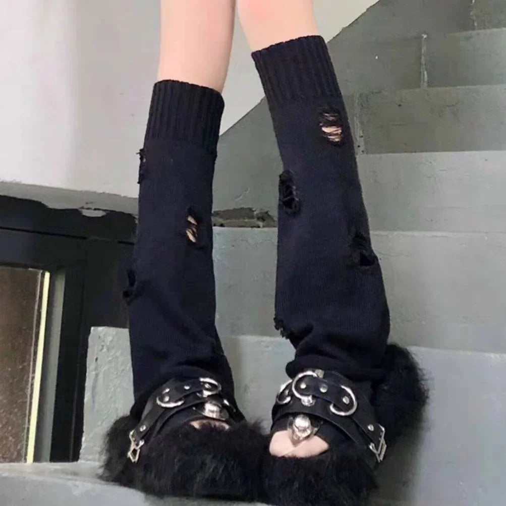 Y2K Punk Knitted Leg Warmers