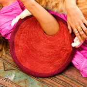 The Solo Tomato Mini Jute Straw Bag In Red