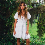 The Srikandi Mini Ruffle Dress In White