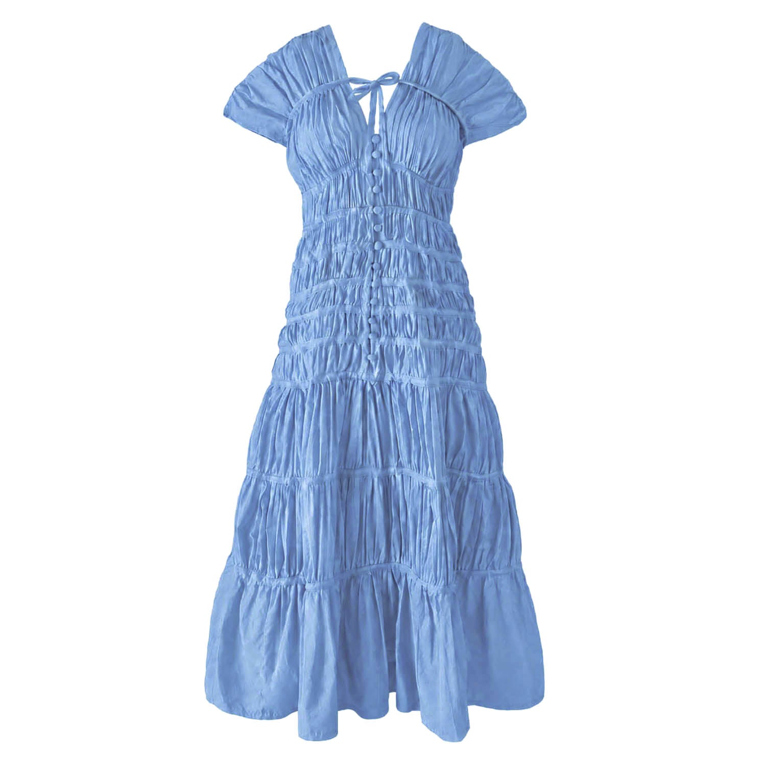 The Srikandi Ruffle Maxi Dress In Princess Blue