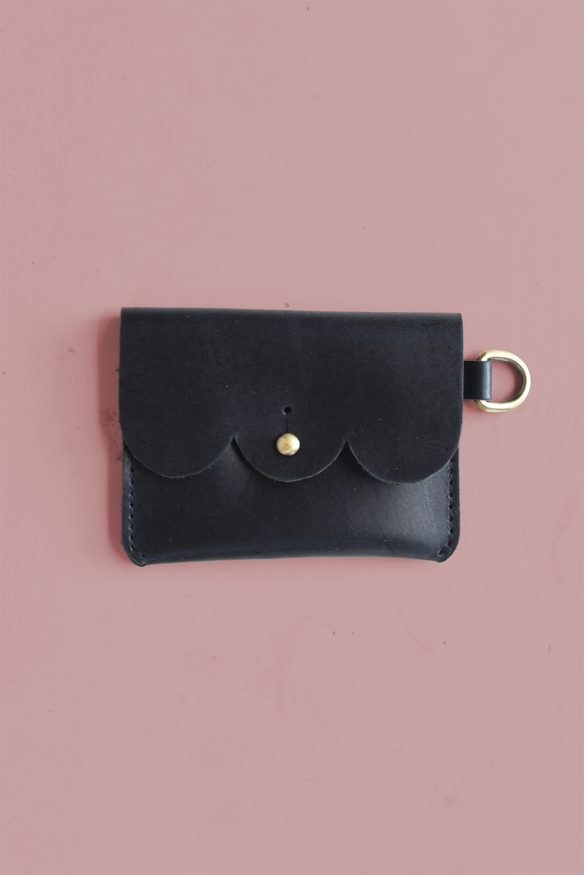 Scalloped Leather Card Carrier