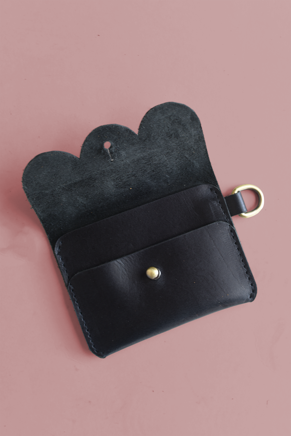 Scalloped Leather Card Carrier
