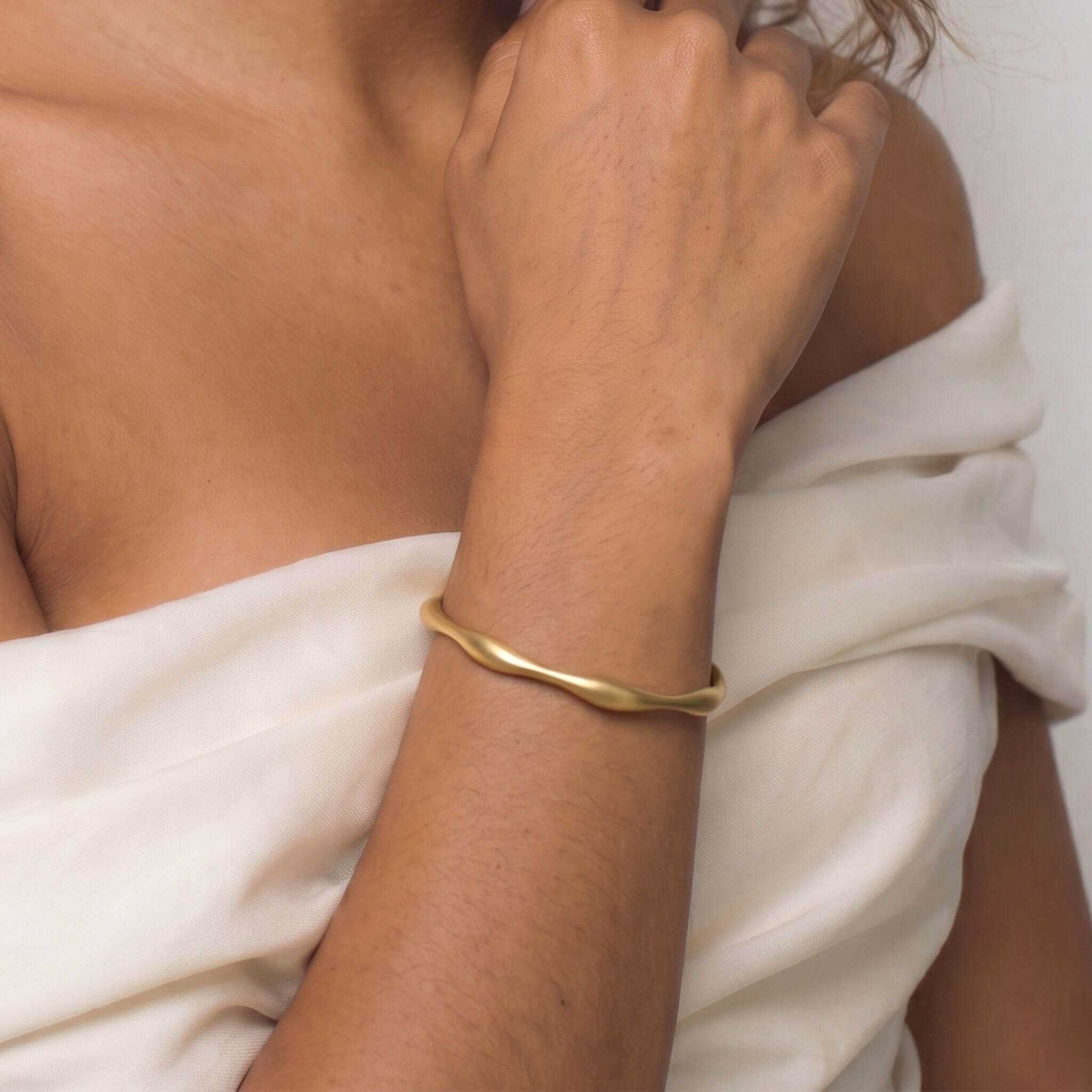 Handmade Brass Golden Twist Bangle, Bracelet - Sema