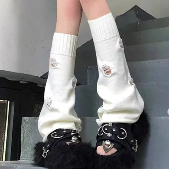 Y2K Punk Knitted Leg Warmers