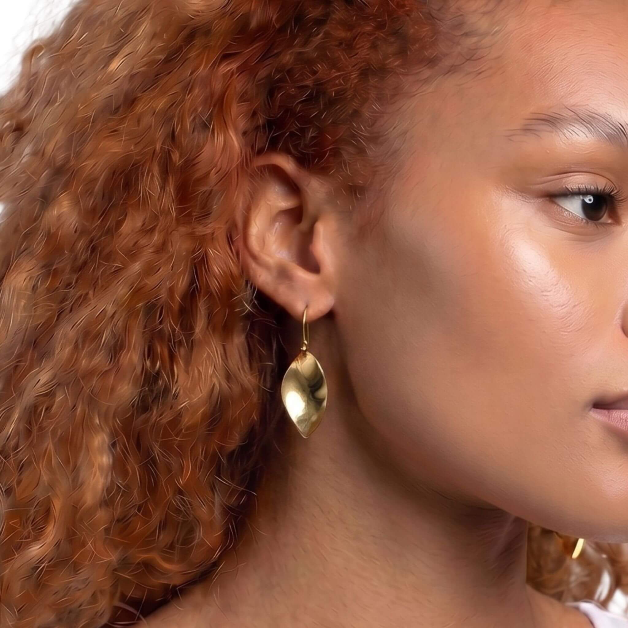 Zizi Brass Leverback Drop Earring