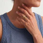 Nyoka Adjustable Brass Snake Ring, Minimalist Serpent Jewelry