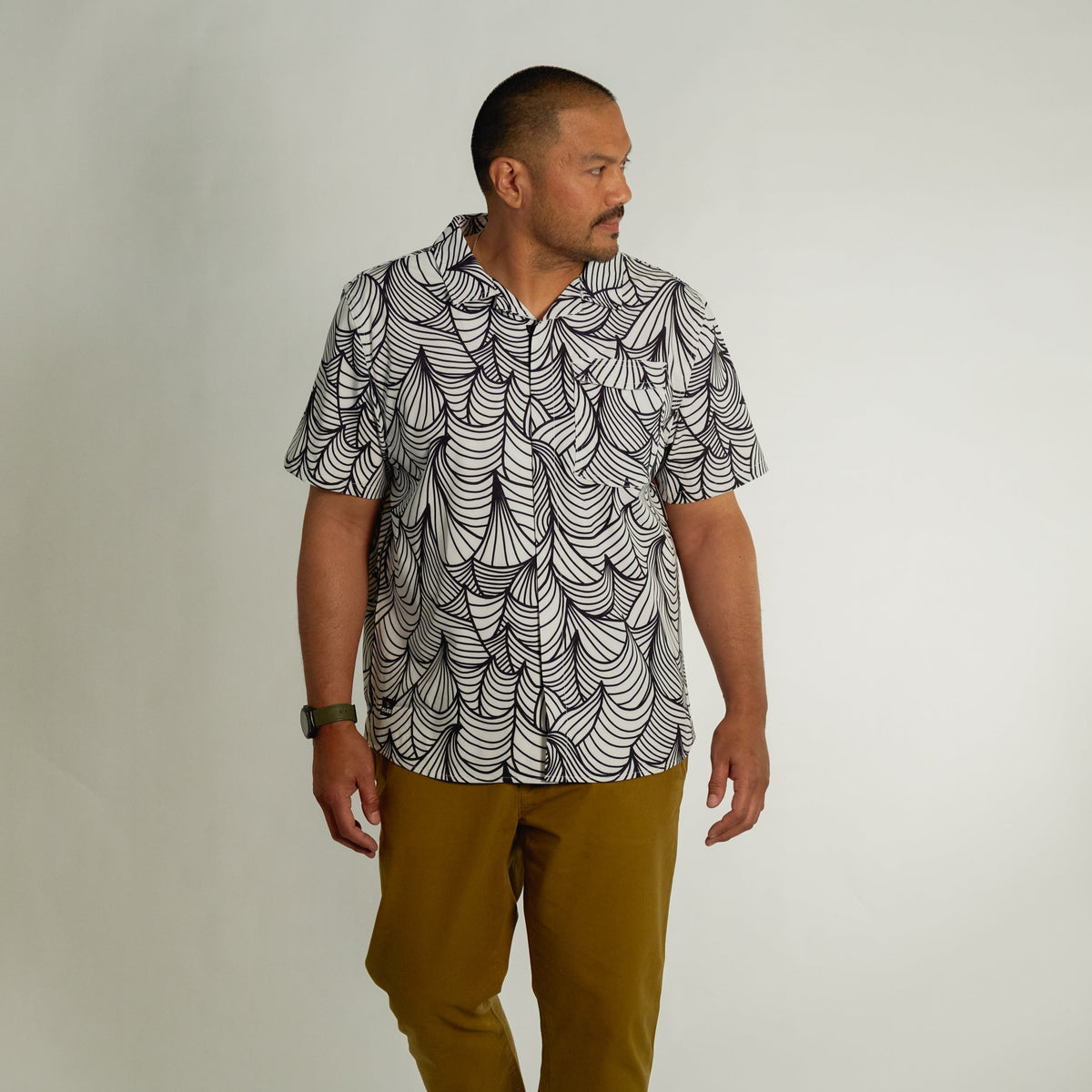 OLEU UV QUICK-DRY BOARDSHIRT - WAVES SUMMER WHITE