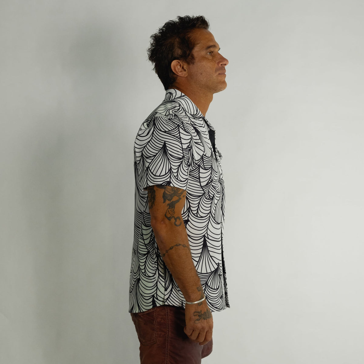 OLEU UV QUICK-DRY BOARDSHIRT - WAVES SUMMER WHITE