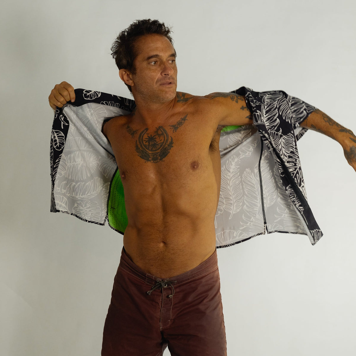 OLEU UV QUICK-DRY BOARDSHIRT - RAINFOREST JETT
