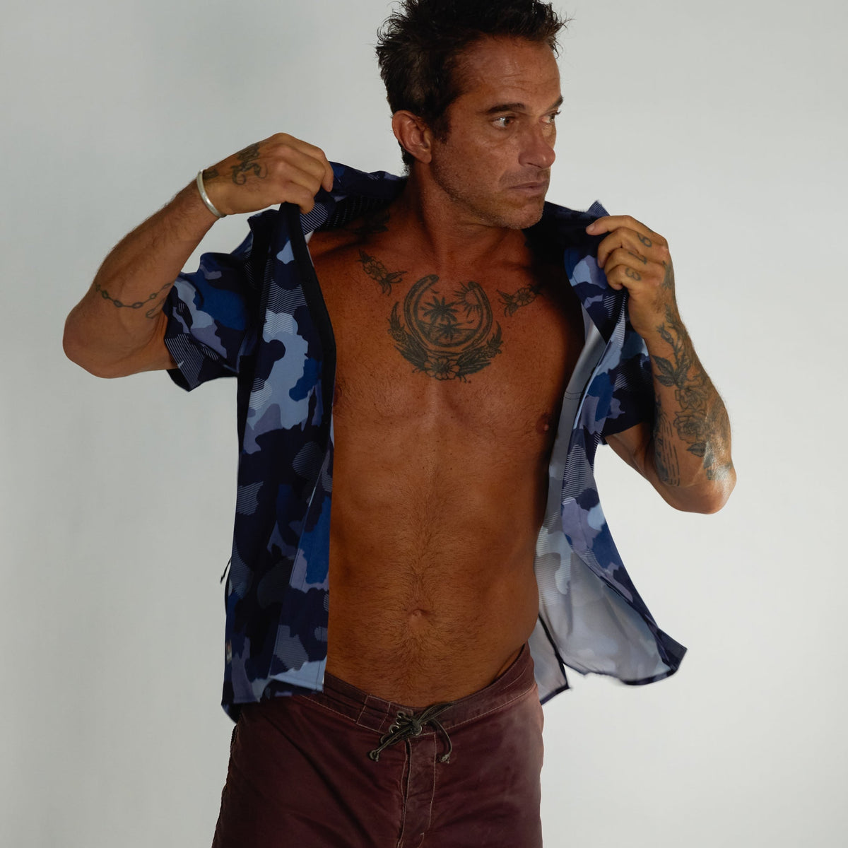 OLEU UV QUICK-DRY BOARDSHIRT - SEA CAMO MARINE