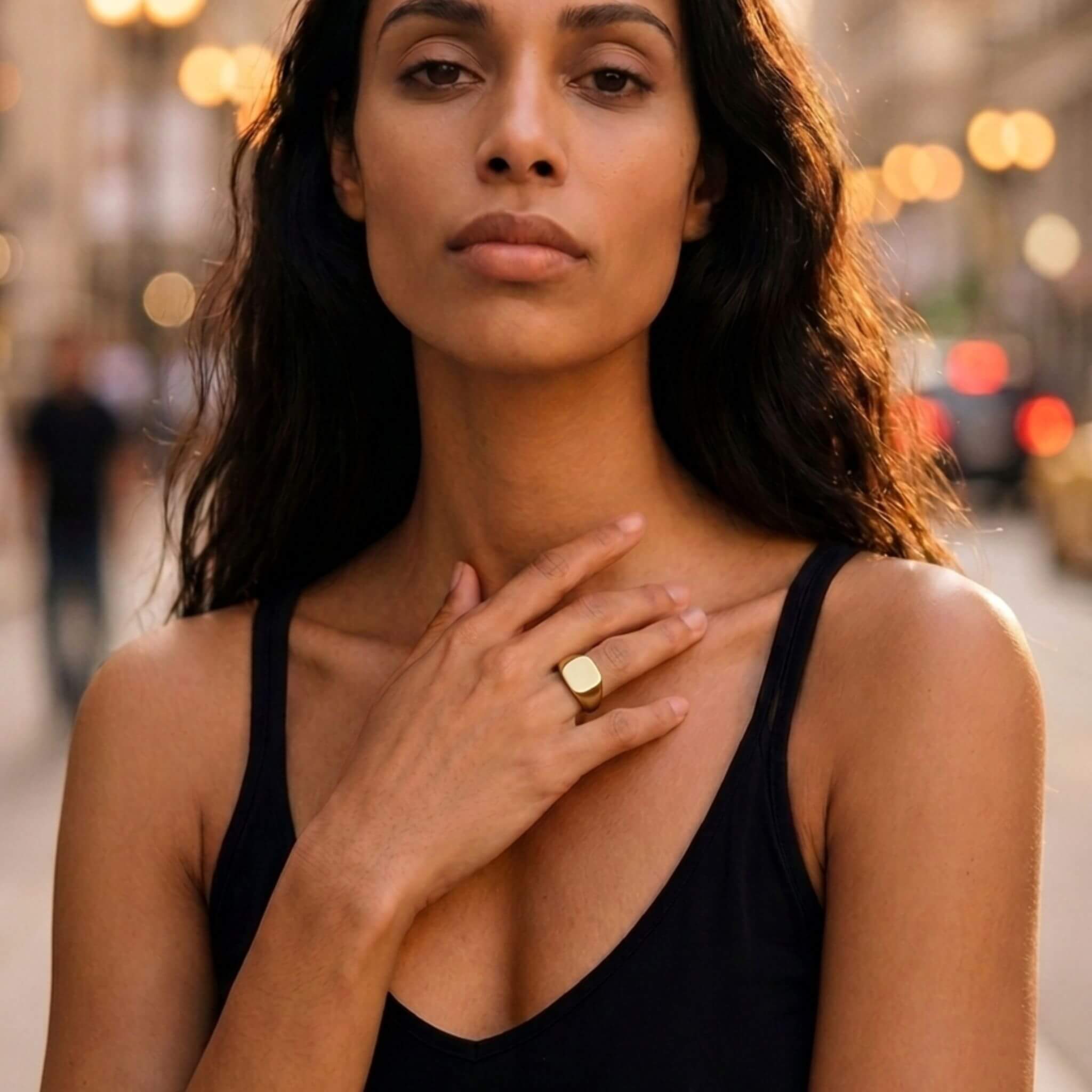 Unisex Mamba Square Shaped Signet Ring, Jewelry