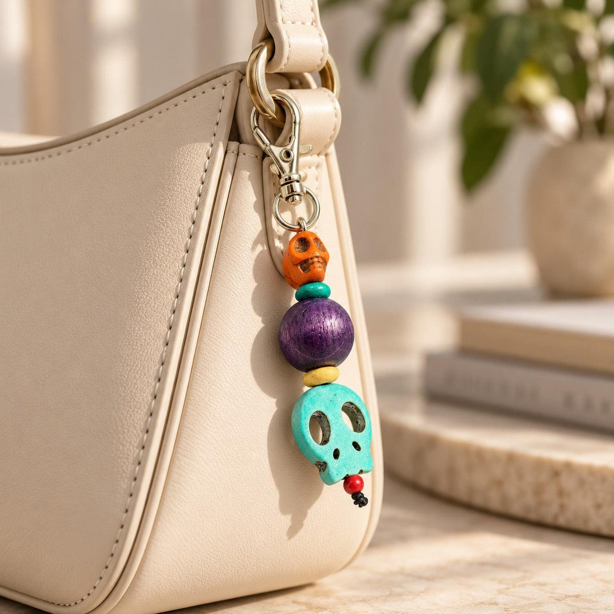 Sugar Skull Multicolor Beaded Zipper Pull | Keychain | Bag Charm - Thailand