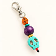 Sugar Skull Multicolor Beaded Zipper Pull | Keychain | Bag Charm - Thailand
