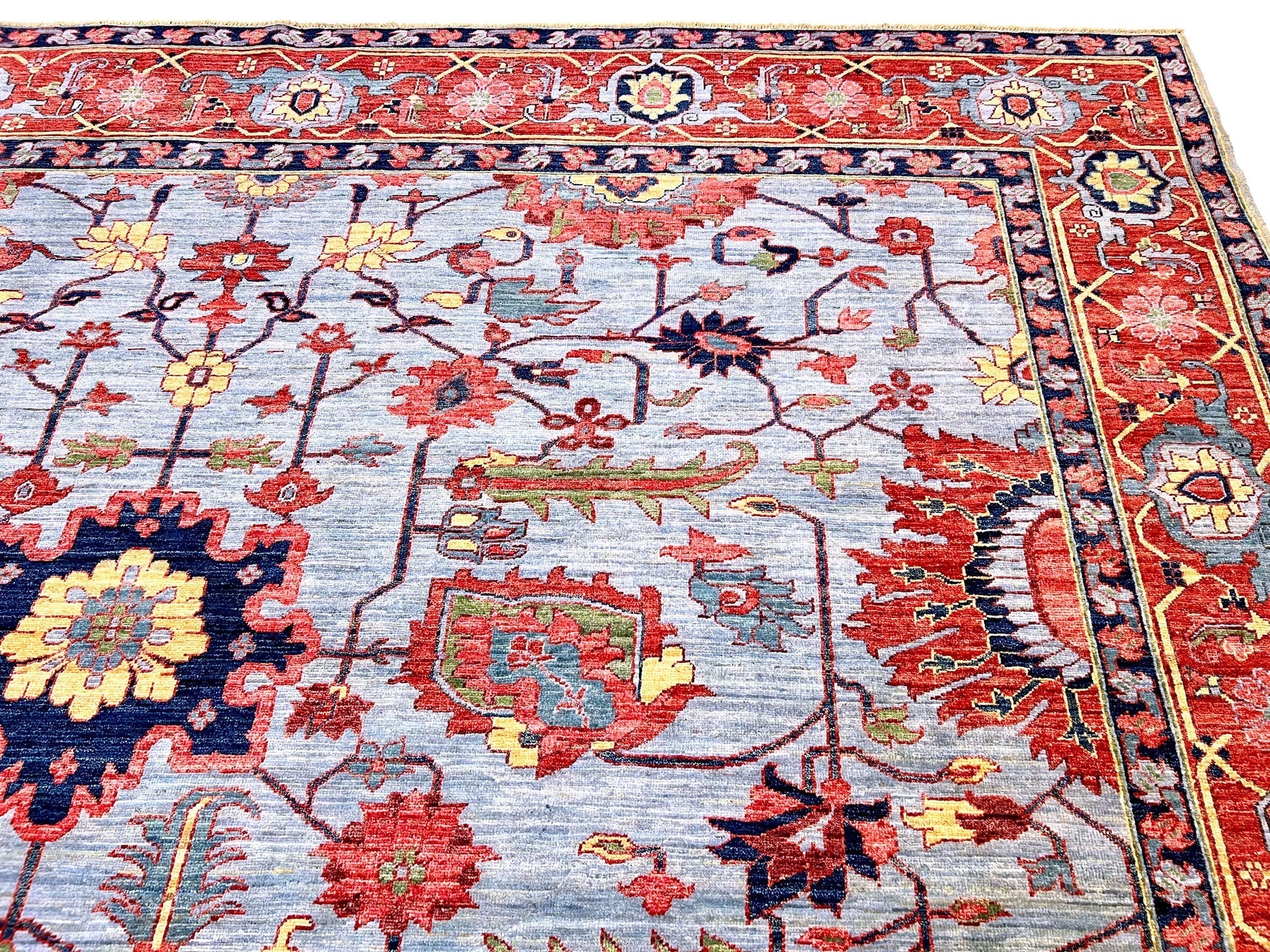 Afgahn Heriz (10'02"x14'00") lt.blue/red