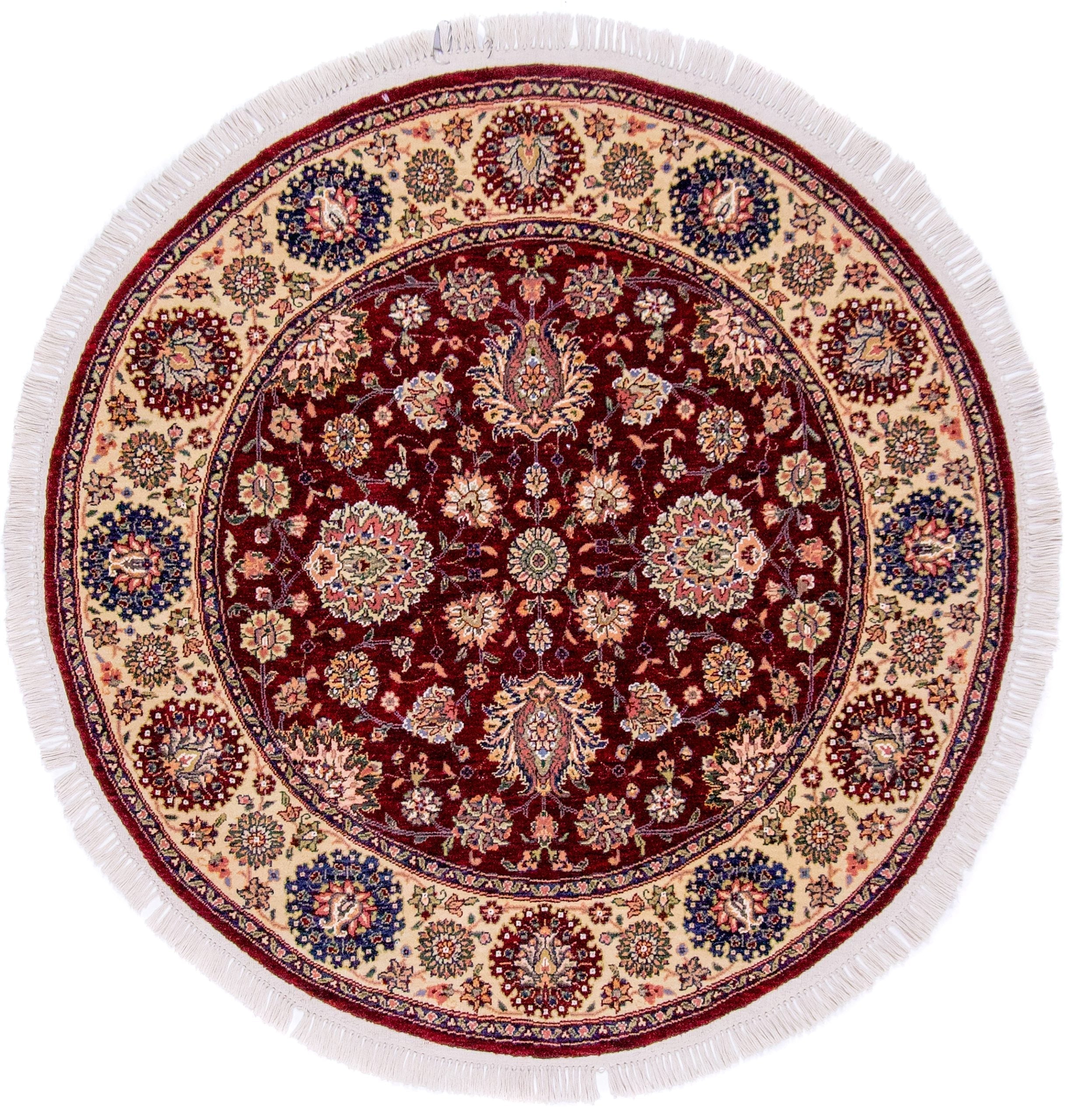 Indo-Tabriz dkred/ivory 4' Round