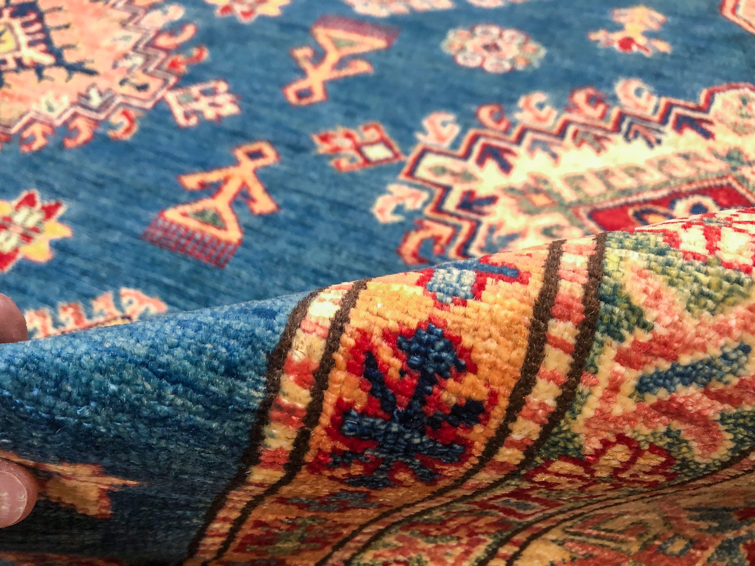 Super Kazak (8'11"x12'02") blue/lt.gold