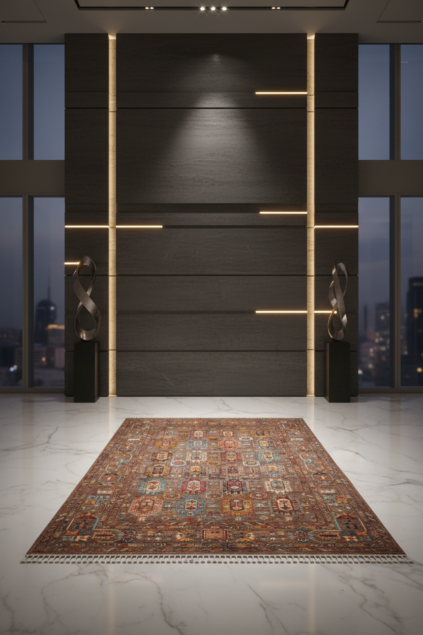 Khorjin (5'06"x7'08") camel/jewel tones