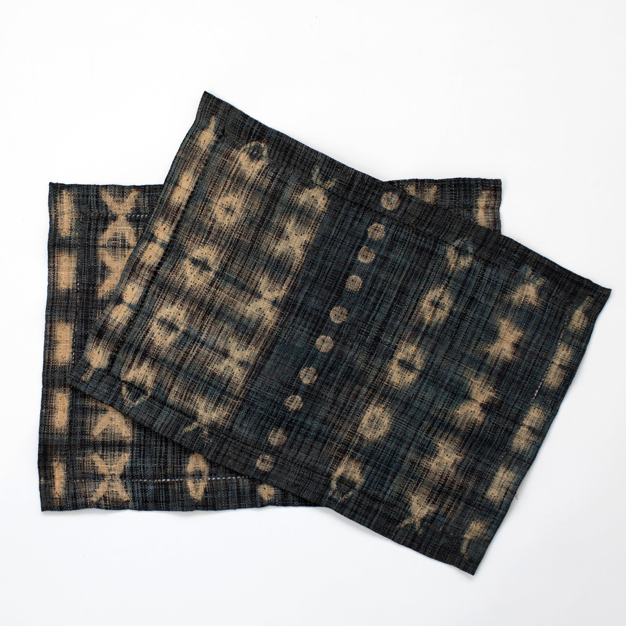 Raffia Shibori Placemat (Pair) - Cocoon & Moth Pattern - Charcoal