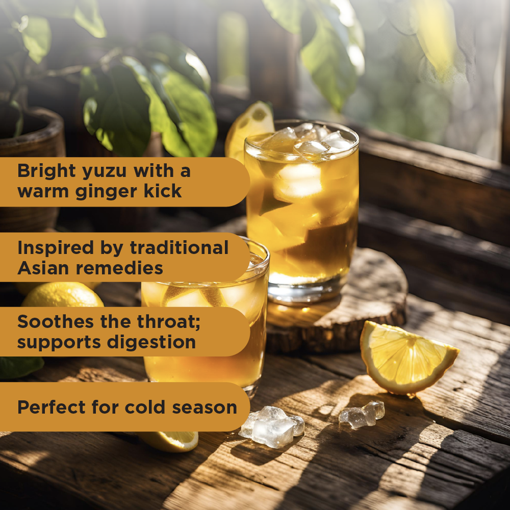 Harmony Matcha Honey Yuzu Tea With Ground Ginger – Premium Black Tea, Sweetened with Honey and Organic Sugar, 20 Servings