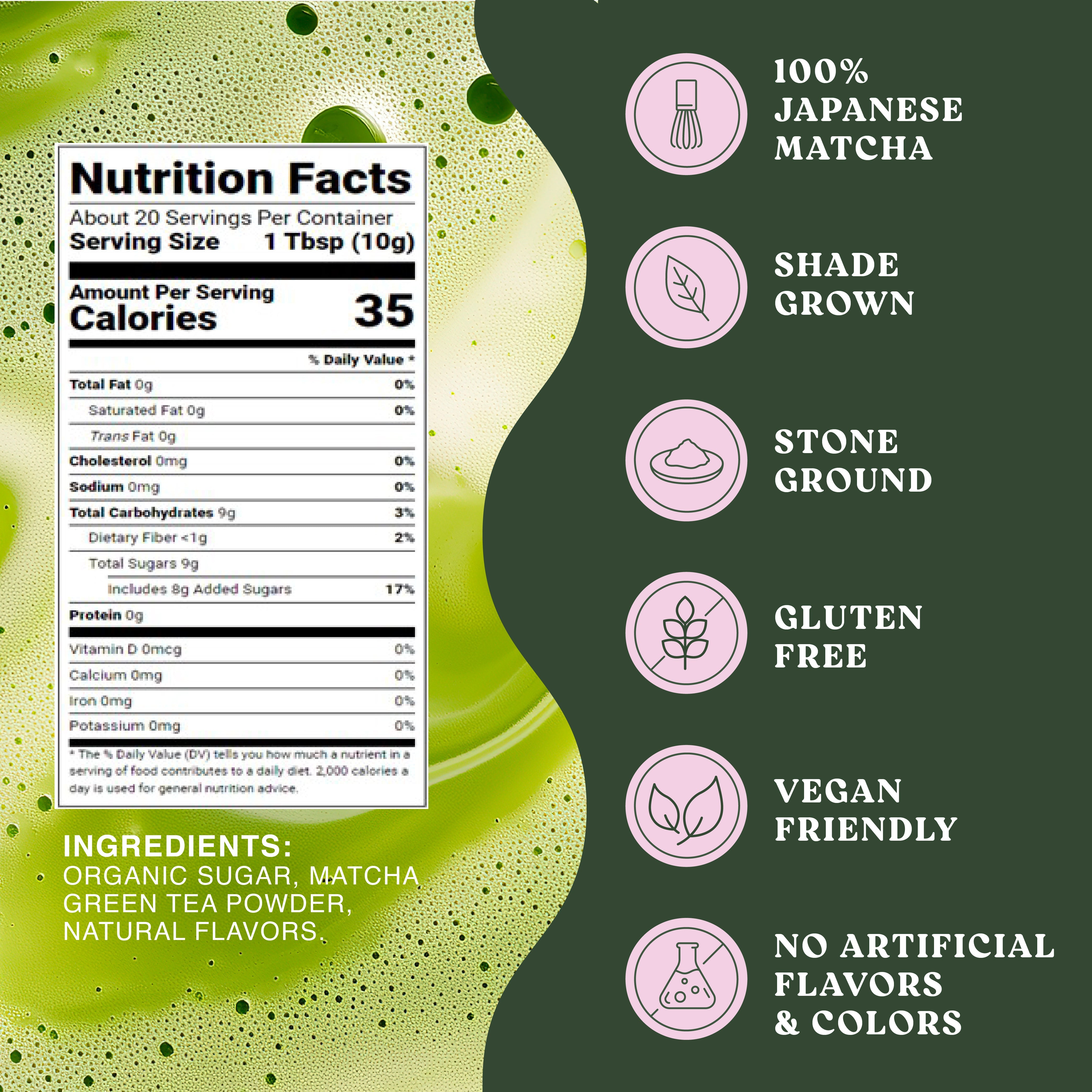 Harmony Matcha Lavender – Premium Shade-Grown Japanese Matcha, Sweetened with Organic Sugar, 20 Servings