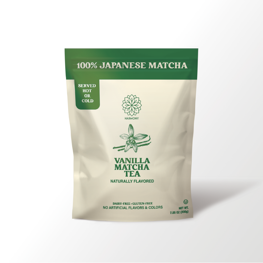Harmony Matcha Vanilla – Premium Shade-Grown Japanese Matcha, Sweetened with Organic Sugar, 20 Servings