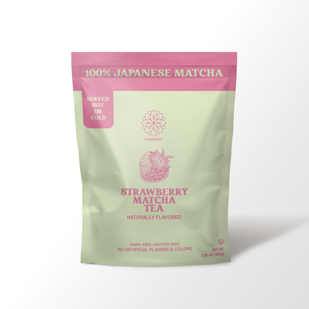 Harmony Matcha Strawberry – Premium Shade-Grown Japanese Matcha, Sweetened with Organic Sugar (20 Servings)