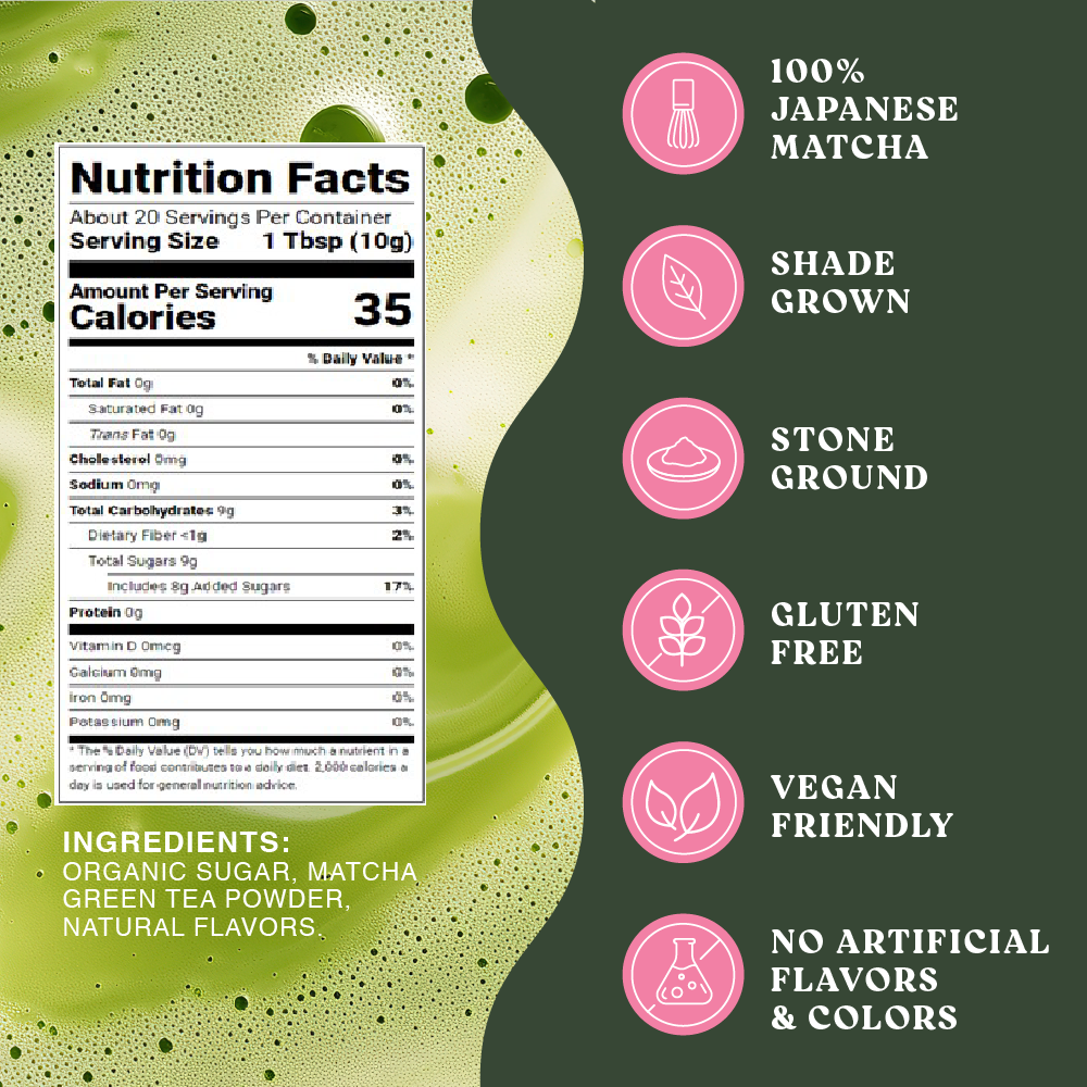 Harmony Matcha Strawberry – Premium Shade-Grown Japanese Matcha, Sweetened with Organic Sugar (20 Servings)