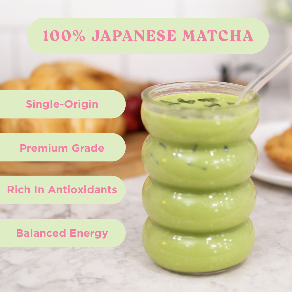 Harmony Matcha Strawberry – Premium Shade-Grown Japanese Matcha, Sweetened with Organic Sugar (20 Servings)