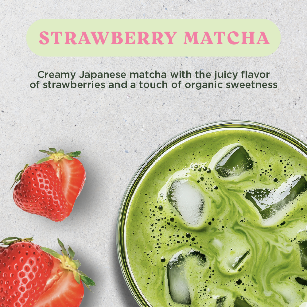 Harmony Matcha Strawberry – Premium Shade-Grown Japanese Matcha, Sweetened with Organic Sugar (20 Servings)